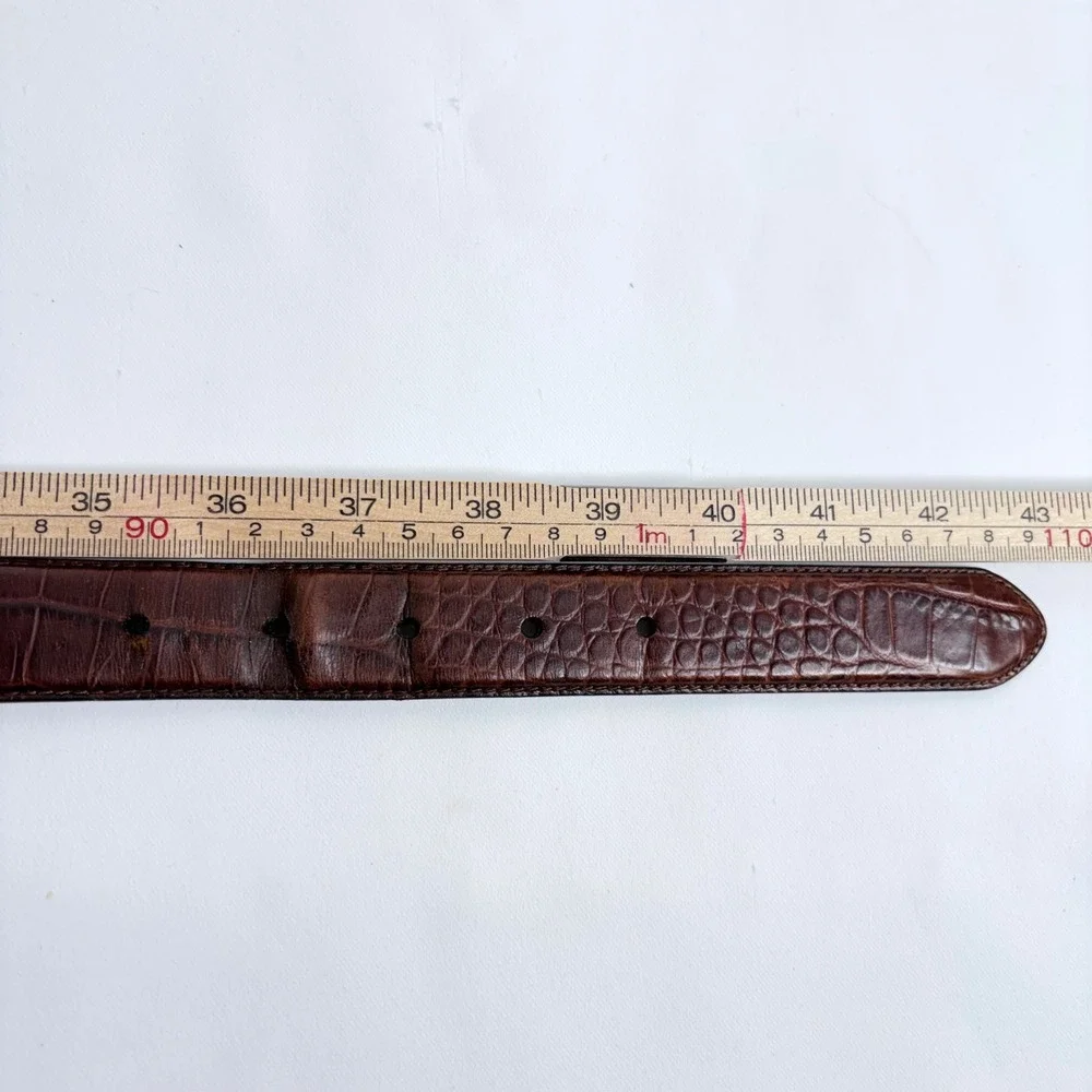 Polo Ralph Lauren Belt Brown Crocodile Embossed Italian Leather 36